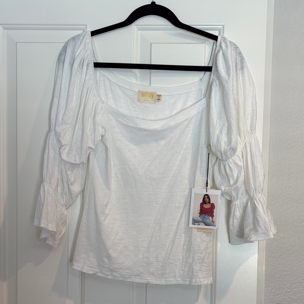 Nation LTD White Puff Sleeve Blouse